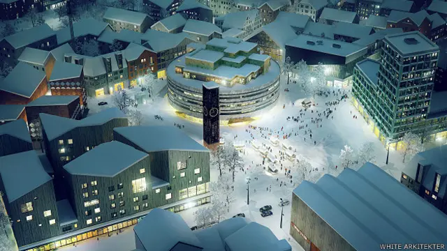 Projeto arquitetônico da futura Kiruna (White Arkitekter)