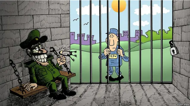 شریف عرفا کا تعلق مصر سے ہے اور وہ وہاں کے ایک ایوارڈ یافتہ کاٹونسٹ ہیں۔انھوں نے ہمیں یہ تصویر اس الفاظ کے ساتھ بھیجے کہ ’آزادی کا مطلب یہ ہے کہ آپ کسی چیز کو کس نظر سے دیکھ رہے ہیں۔‘