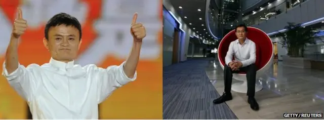 Jack Ma (izquierda) y Huateng "Pony" Ma fundaron Alibaba y Tencent, respectivamente, con pocos meses de diferencia.