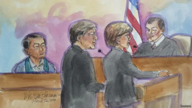 加州华裔参议员余胤良（Leland Yee）在法院出庭（26/03/2014）