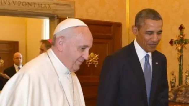 این اولین دیدار رئیس جمهوری آمریکا با پاپ فرانسیس رهبرکاتولیک جهان بود