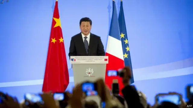 習近平在巴黎中法建交50週年紀念大會上發表演說(27/3/2014)