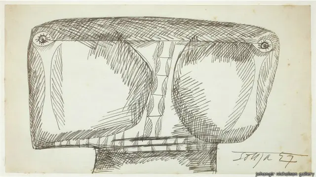 फ्रांसिस न्यूटन सूज़ा का बनाया रेखा चित्र.