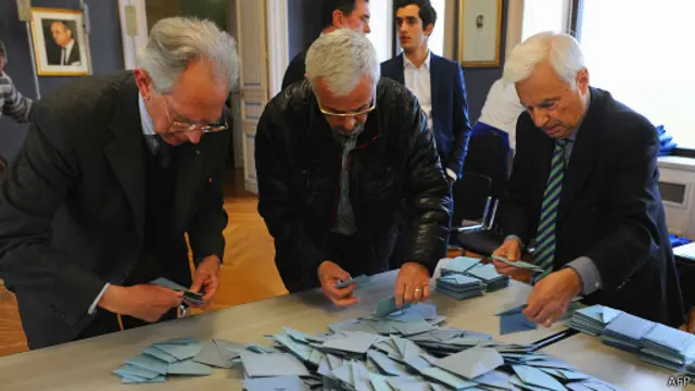 Подсчет голосов во Франции 30 марта 2014 года