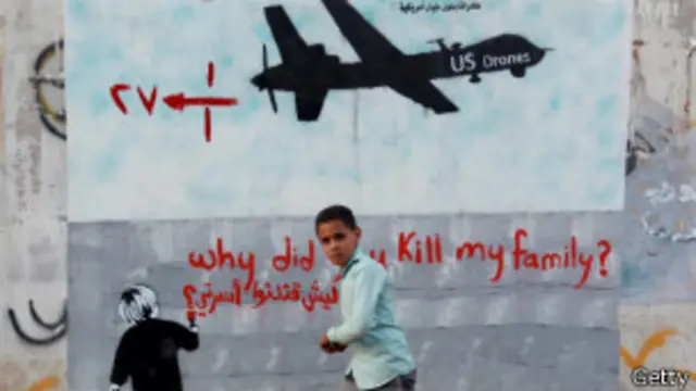 Mural contra el uso de "drones"