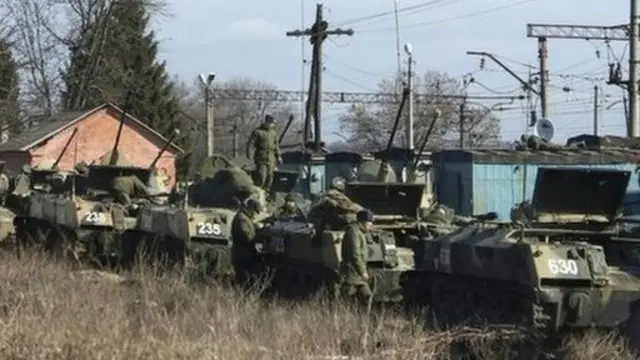 集结在乌克兰边境的俄国军队。