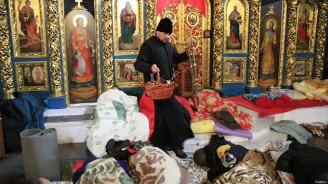 А 18-20 лютого прямо в храмі розмістили поранених. Фото 19 лютого.