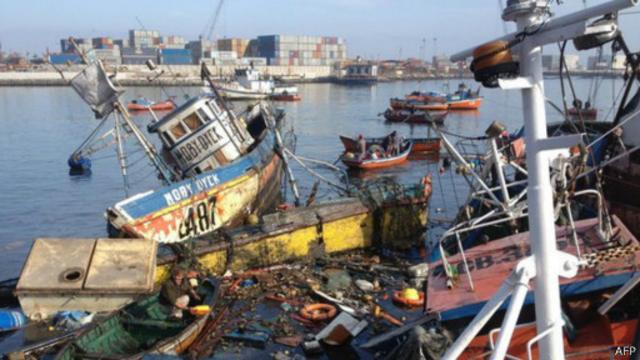 Sejumlah kapal nelayan rusak pasca gempa di Cile
