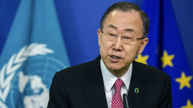 كان لقاء بان كي مون ووزير الخارجية المصري على هامش اجتماعات الاتحاد الأوروبي والاتحاد الإفريقي.