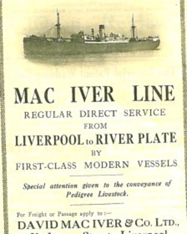Anuncio de un viaje en barco desde Liverpool al Río de la Plata