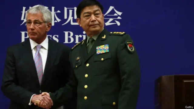 美国国防部长哈格尔与中国国防部长常万全（08/04/2014）