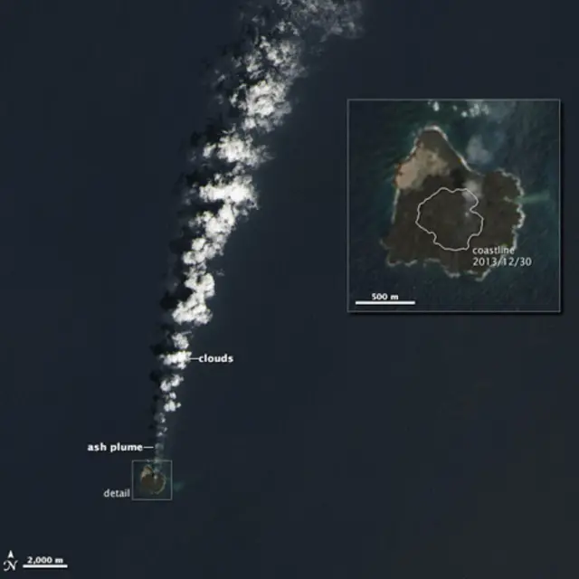 Imagen satelital de la Nasa de la isla Nijima