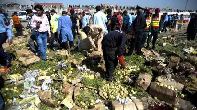 බෝම්බය පලතුරු පෙට්ටියක සඟවා තිබී ඇති බවයි සැලකෙන්නේ 