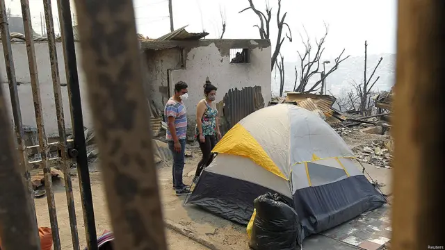 Casas destruidas en Valparaíso, Chile