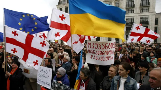格鲁吉亚第比利斯群众集会声援乌克兰（13/4/2014）