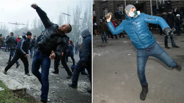 Чоловіки кидають каміння