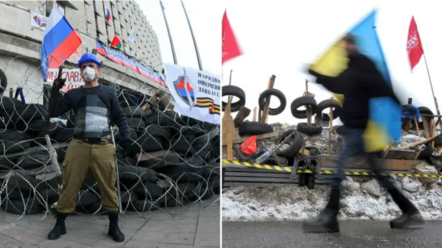 Прапори Росії і України