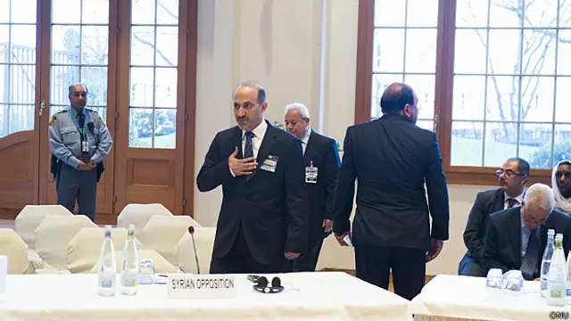 El líder opositor Ahmad Jarba en la II conferencia de paz en Ginebra, 22 de enero de 2014