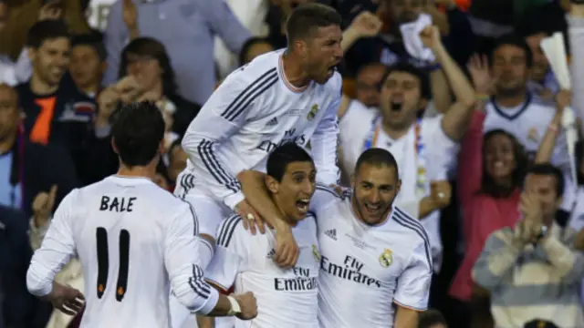 Perayaan gol Real Madrid pada pertandingan final Copa Del Rey.
