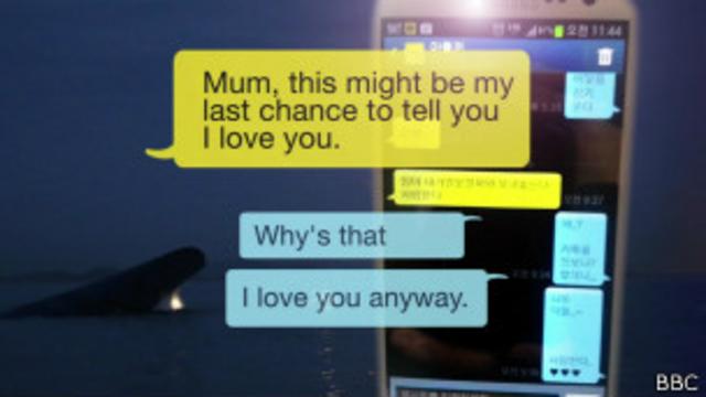 Filha envia mensagem de texto à mãe sobre naufrágio do navio | BBC