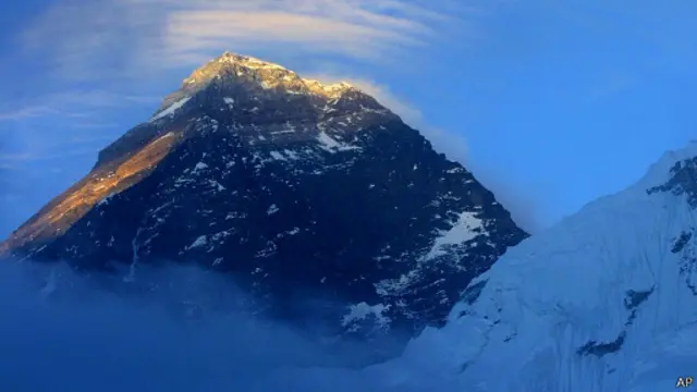 Вид на вершину Эвереста с базового лагеря