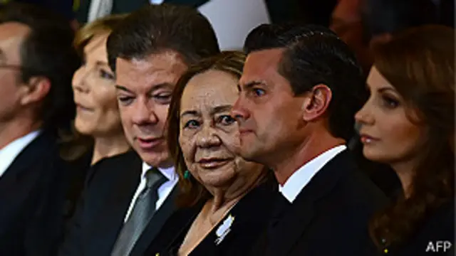 JJuan Manuel Santos, Mercedes Barcha y Enrique Peña Nieto
