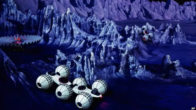 El pabellón Futurama II también mostraba los vehículos que se utilizarían en Marte, no muy diferentes a la sonda Curiosity.