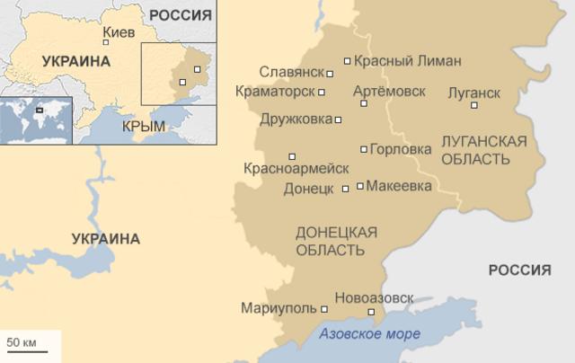 Карта Луганской области