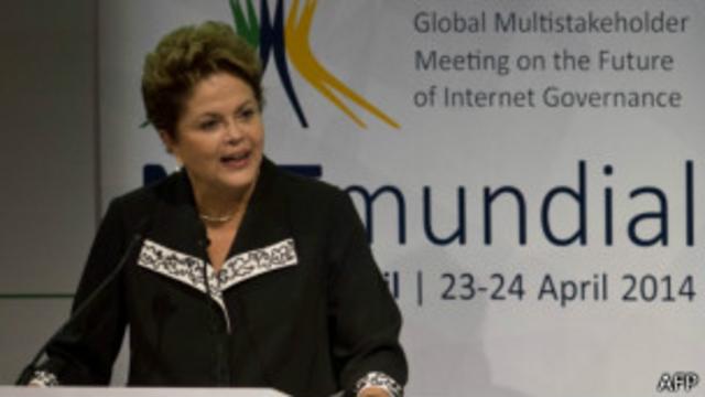 Dilma Rousseff na NetMundial. Foto: AFP