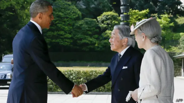 Ông Obama được Nhật hoàng Akihito tiếp kiến tại hoàng cung
