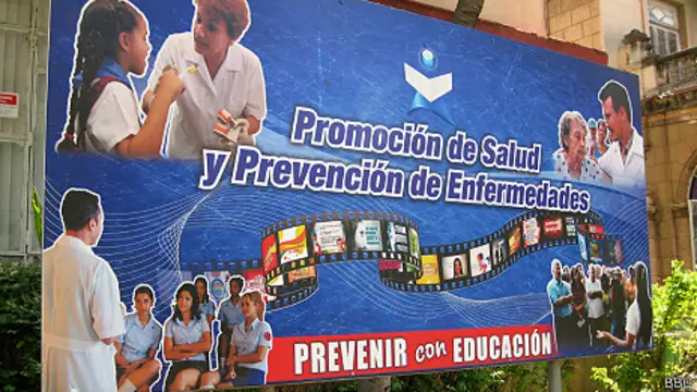 Cartel frente al Ministerio de Salud