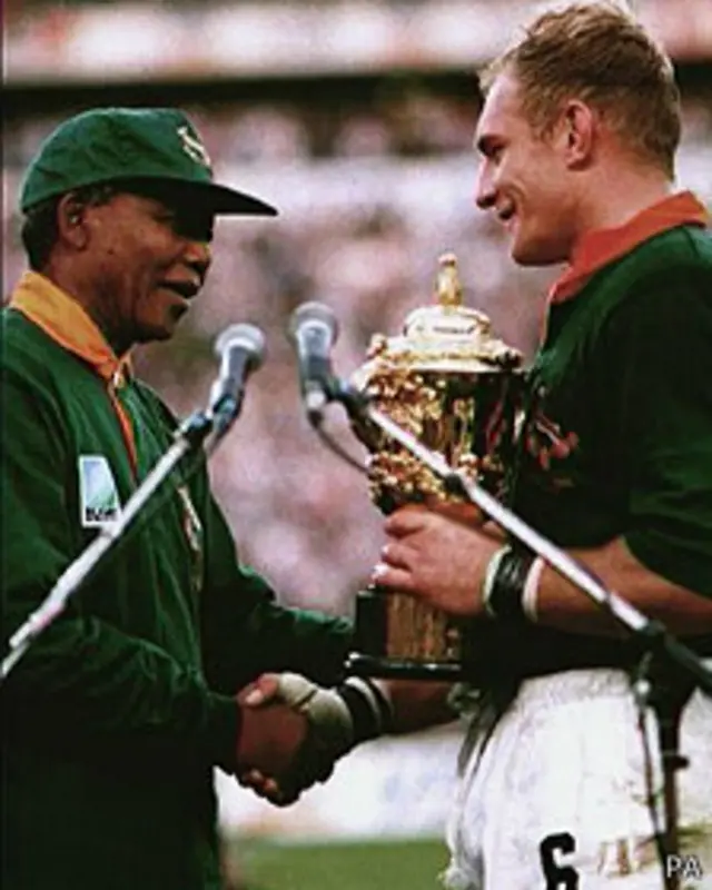 Nelson Mandela y Francois Piennar
