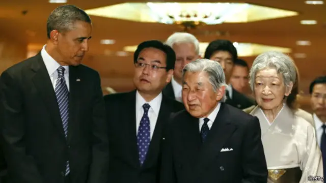 اوباما و امپراتور و امپراتریس ژاپن