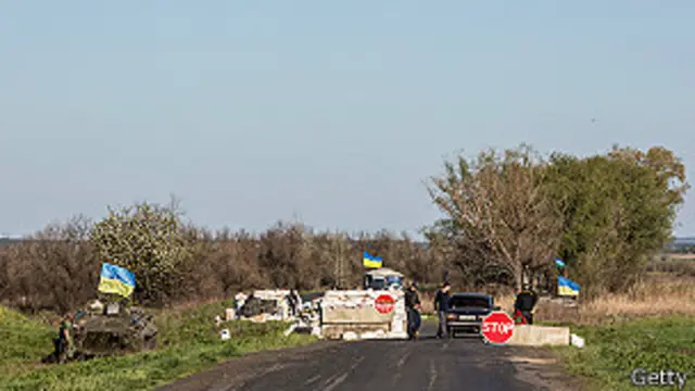 Puesto de control en Barvinkova, Ucrania