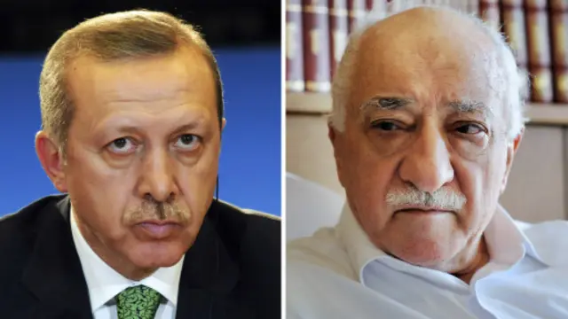 Ông Recep Tayyip Erdogan (trái) và ông Fethullah Gulen từng có thời là đồng minh thân thiết