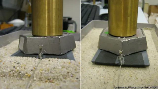 Experimento con arena en el laboratorio