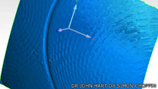 Escáner de las uniones del Jabulani, foto gentileza Dr. John Hart y Dr. Simon Choppin