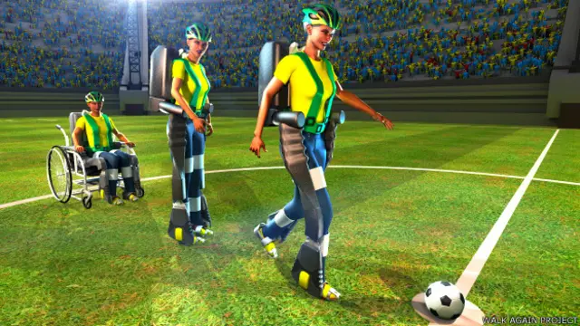 Ilustración del exoesqueleto que será demostrado en la apertura del Mundial Imagen cortesía Walk Again Project