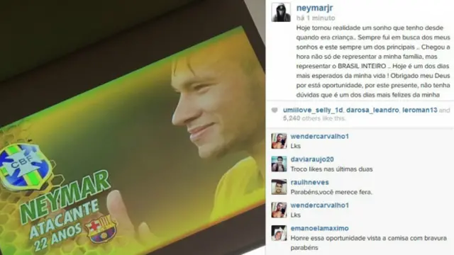 Neymar comemora na internet (Reprodução)