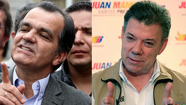 Zuluaga (esq) e Juan Manuel Santos