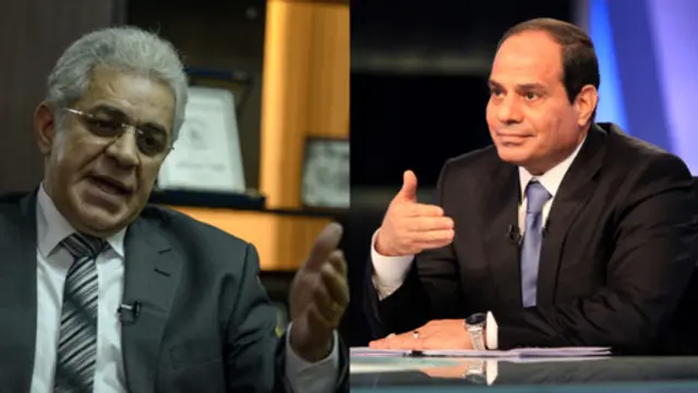 عبد الفتاح السيسي (يمين) وحمدين صباحي