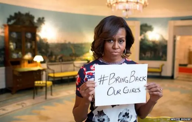 Michelle Obama na campanha pelo resgate das jovens nigerianas sequestradas (Foto: Casa Branca)