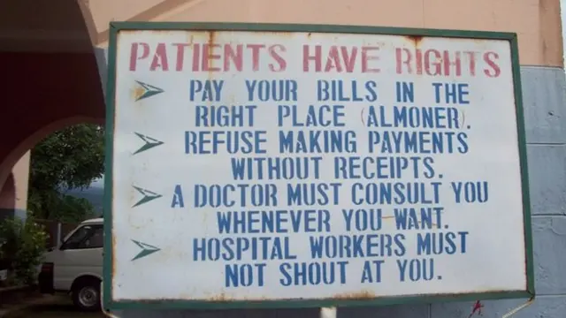 喀麥隆醫院提醒病人不要賄賂醫生