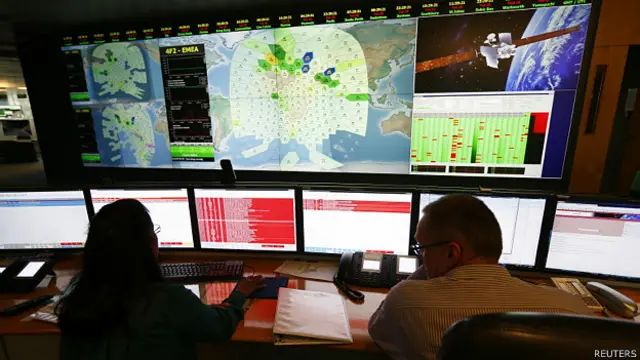 伦敦Inmarsat总部的控制室（25/3/2014）