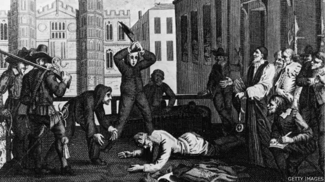 Казнь Карла I, гравюра с рисунка современника