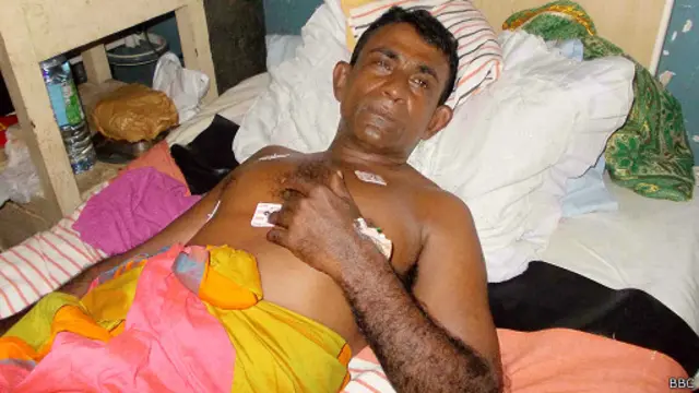 ඇඹිලිපිටිය මුලික රෝහලේ ප්‍රතිකාර ගන්නා ධම්මික නිශාන්ත 