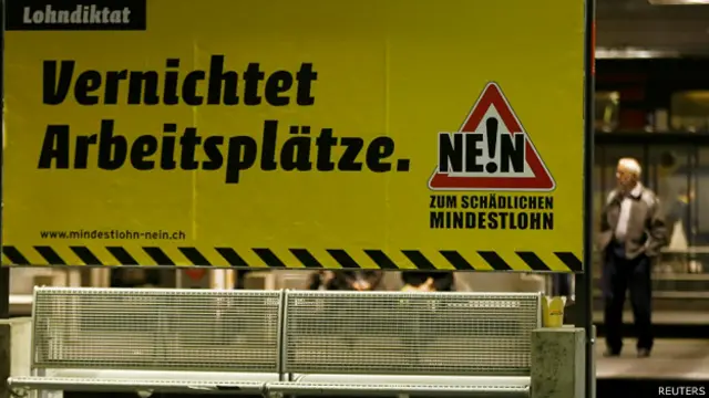 瑞士伯尔尼一幅反对最低工资的广告（8/5/2014）