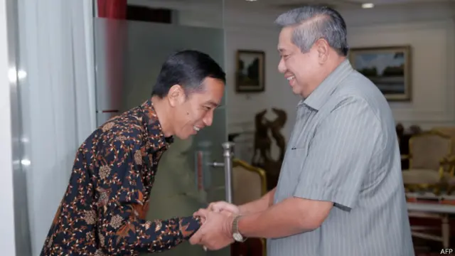 Presiden SBY saat bertemu capres Jokowi di Istana Presiden.