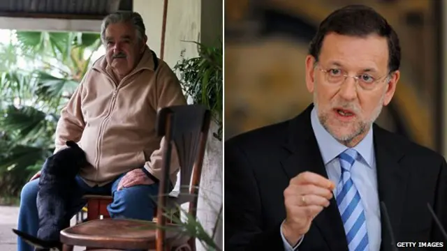 José Mujica (esq.) e Mariano Rajoy (Getty)