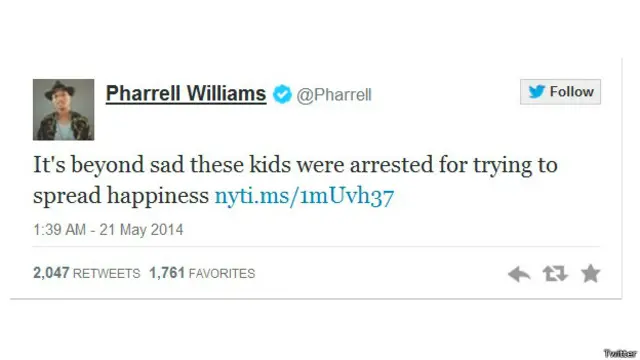 فیرل ولیم نے ٹوئٹر پر ان گرفتاریوں پر اظہارِ افسوس کیا